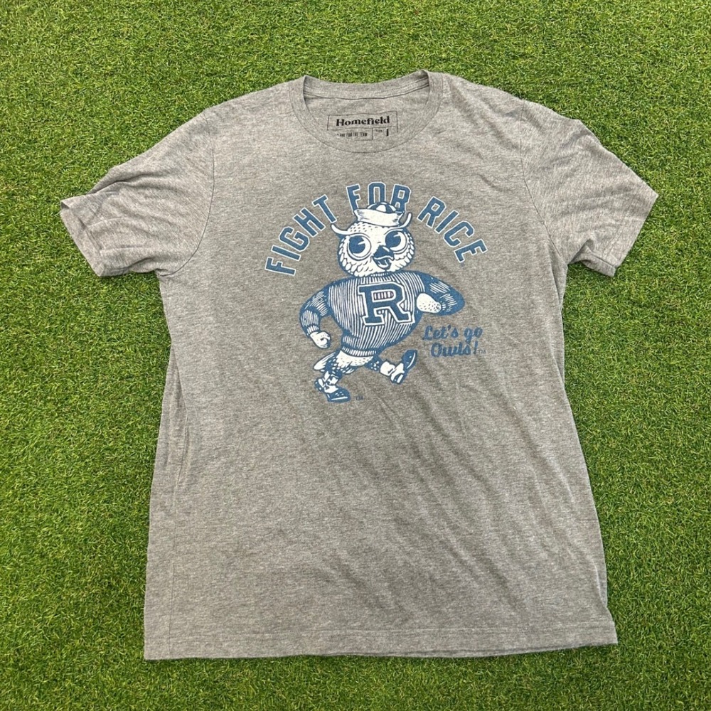Rice University Owls Fight For Rice T-Shirt Gray Mens Large L Vintage